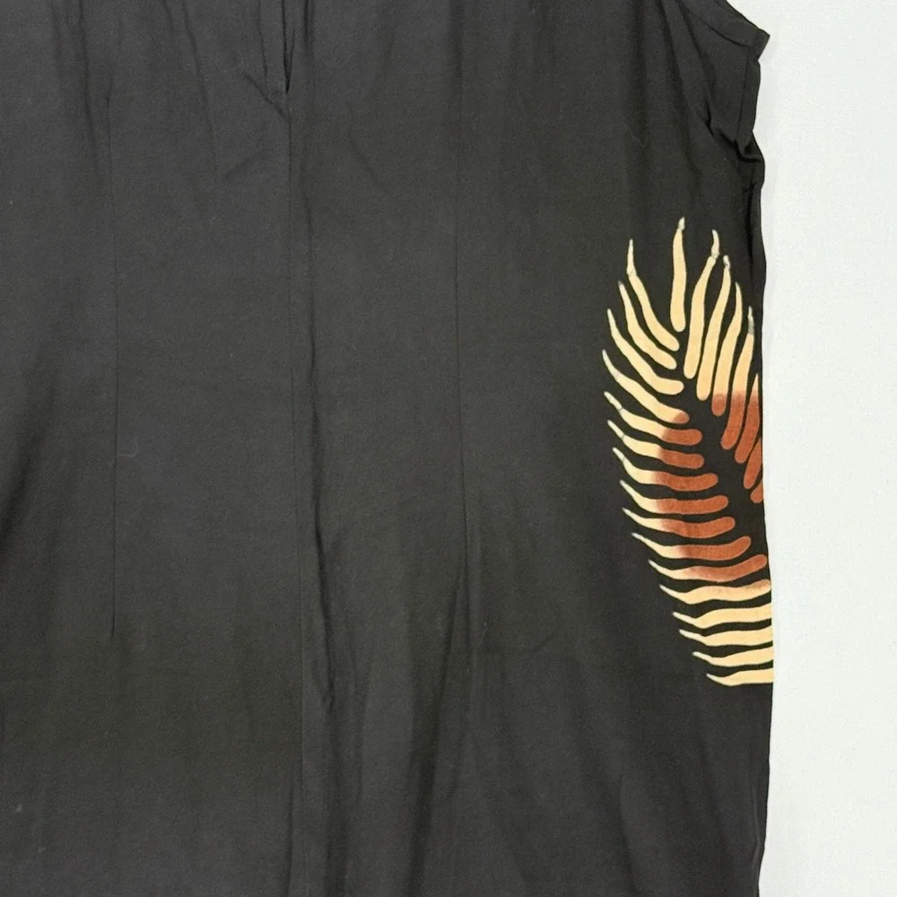 Hilo Hattie Island Collections Palm Leaf Shift Dress Womens XL Black Tan Resort